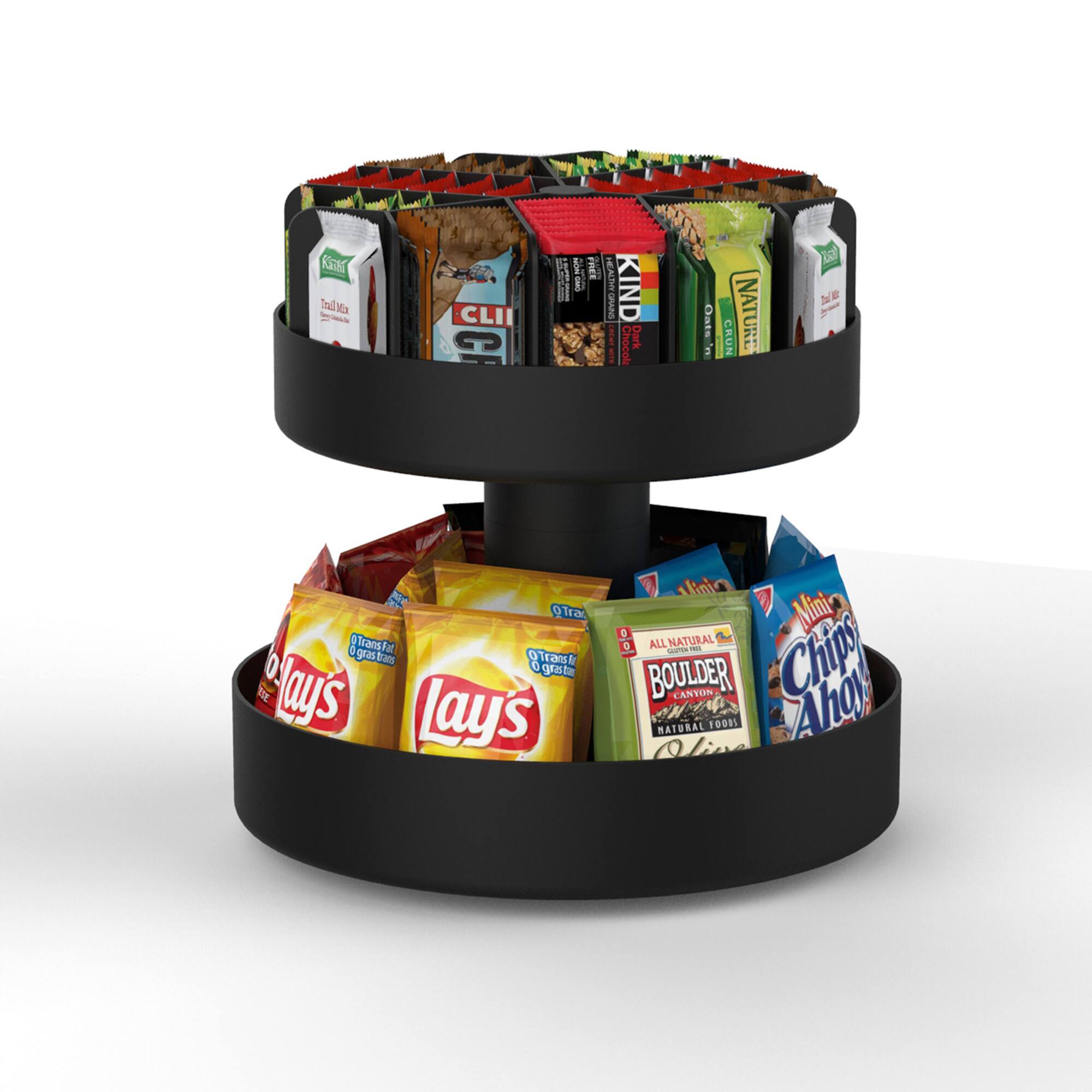 Mind Reader 2-Tier Lazy Susan Granola Bar and Snack Organizer